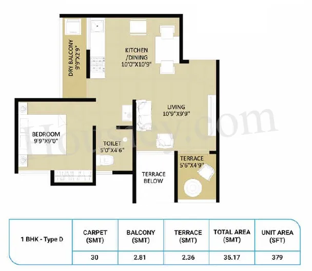 Parklane LifeSeason Unit plan - 379 sq.ft.
